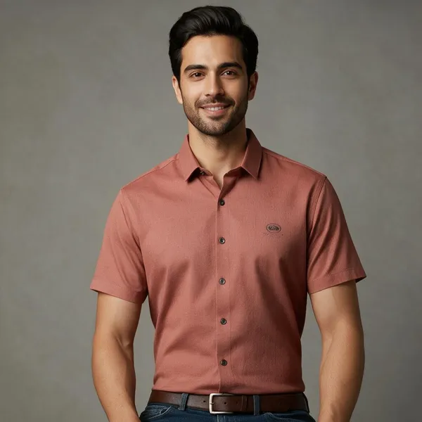 Burnt_Orange_Lightweight_Relaxed_Fit_Shirt_For_Men