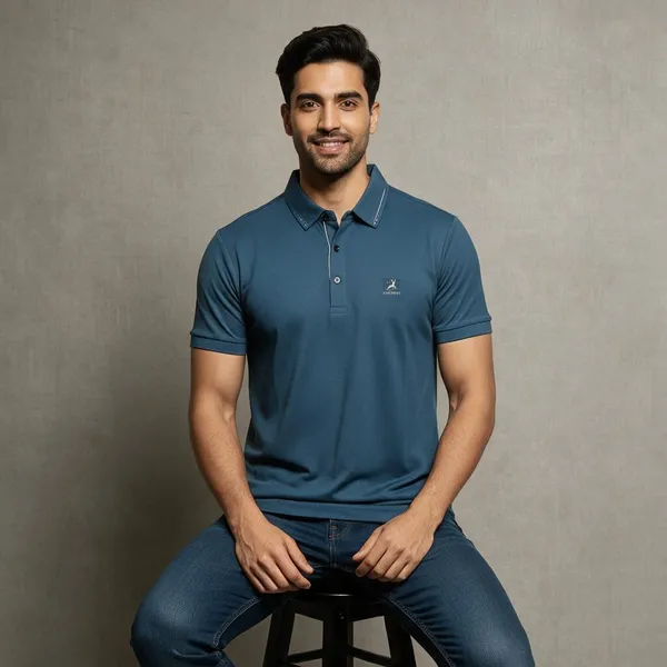 Steel_Blue_Pique_Knit_Performance_Polo_T-Shirt_For_Men