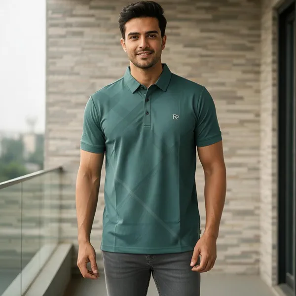 Teal_Green_Breathable_Comfortable_T-Shirt_For_Men