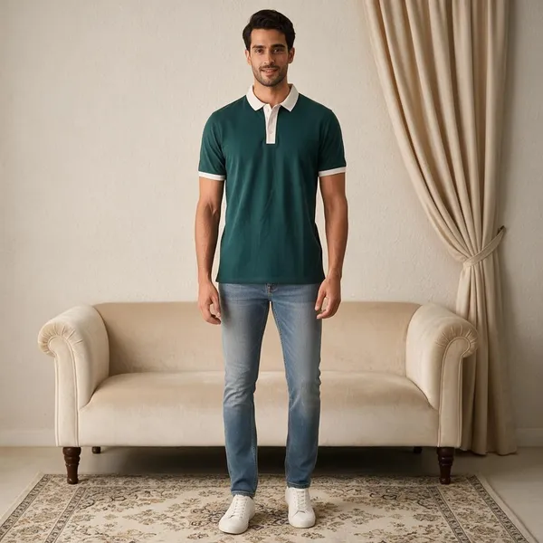 Green_Pima_Cotton_Contrast_Trim_Polo_T-Shirt_For_Men
