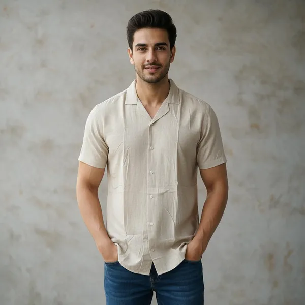 Beige_Breathable_Regular_Fit_Shirt_For_Men