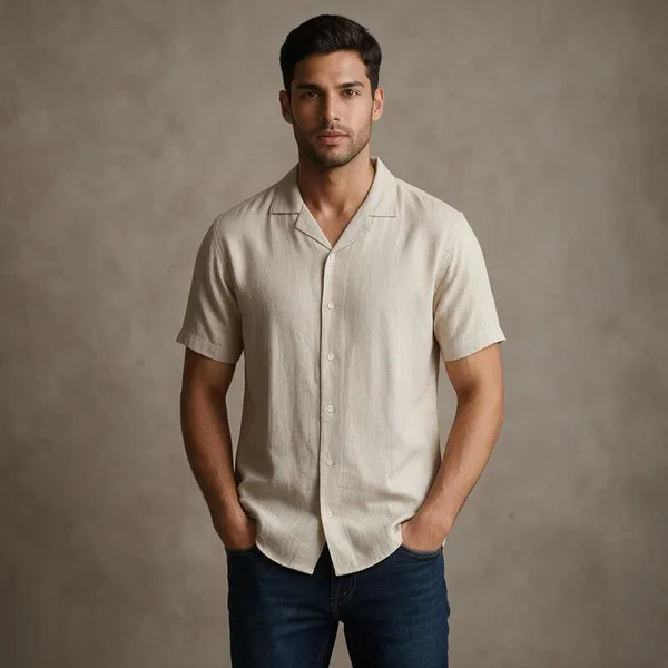 Beige_Breathable_Regular_Fit_Shirt_For_Men