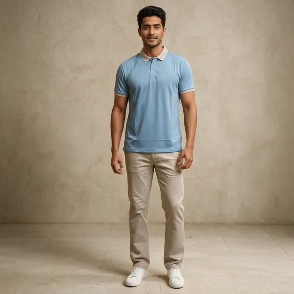 Blue_Soft_Fabric_Contrast_Trim_Polo_T-Shirt_For_Men