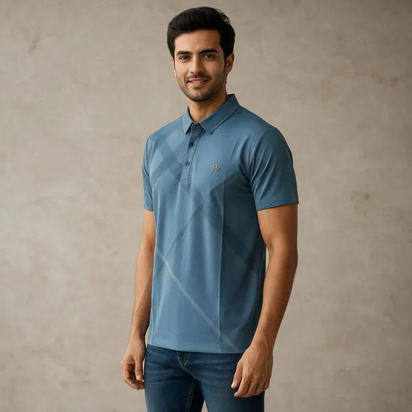 Blue_Pique_Knit_Structured_Collar_Polo_T-Shirt_For_Men