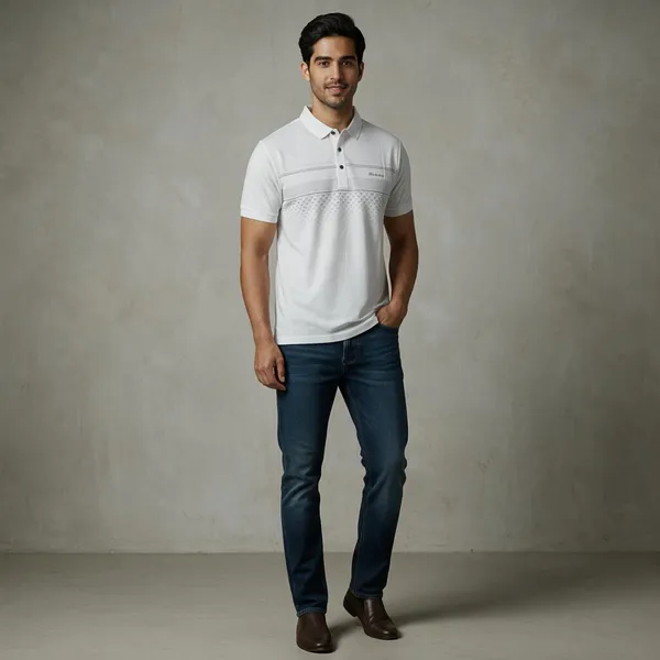 White_Pique_Polo_Striped_T-Shirt_For_Men