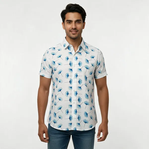 White_Breathable_Tailored_Fit_Short_Sleeve_Shirt_For_Men