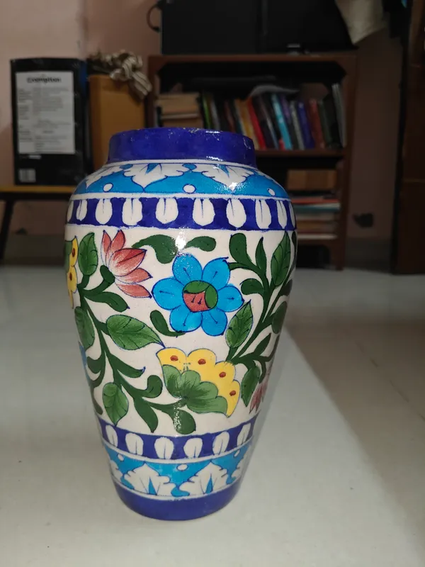 Blue_Pottery_Ceramic_Traditional_Multicolour_Floral_Band_Decorative_Vase