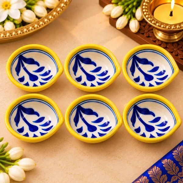 Blue_Pottery_Ceramic_Festive_Floral_Print_Diya_Set_Of_6