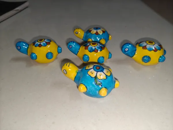 Pottery__Floral_Turtle_Figurine_Set