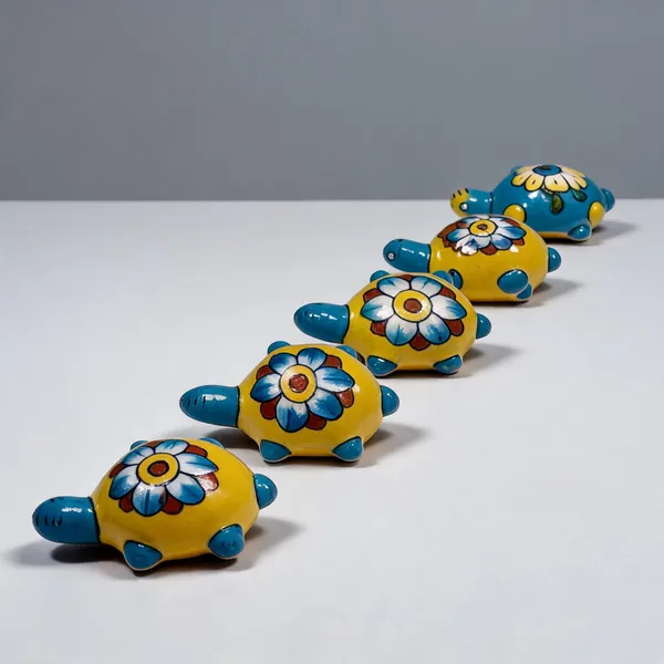 Blue_Pottery_Ceramic_Floral_Turtle_Figurine_Set_Of_5_-_Pack_of_2
