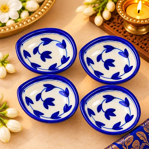 Blue_Pottery_Ceramic_Traditional_Floral_Diya_Set_Of_4