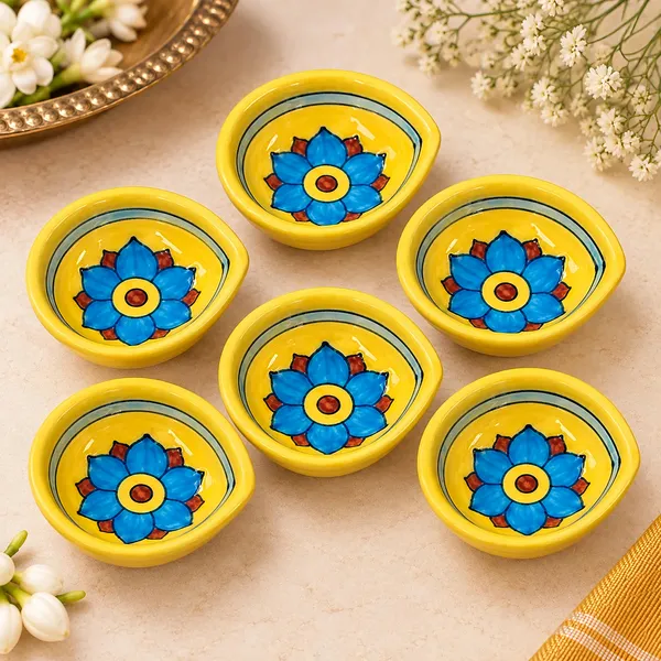 Yellow_Floral_Painted_Diya_Set