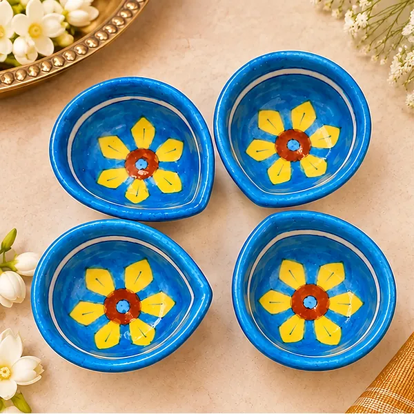 Pottery__Floral_Hand-Painted_Decorative_Bowls_Set