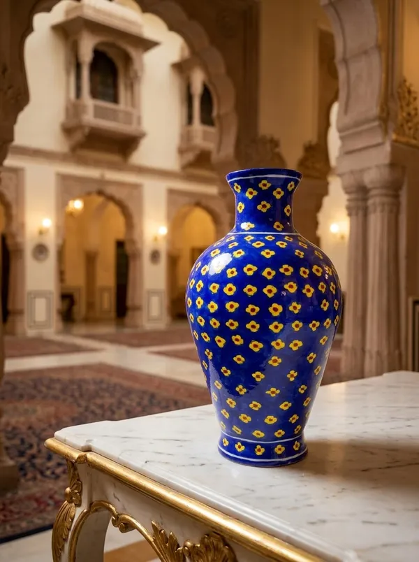 Blue_Floral_Print_Decorative_Vase