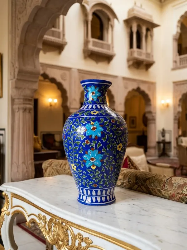 Blue_Pottery_Ceramic_Traditional_Floral_Decorative_Vase
