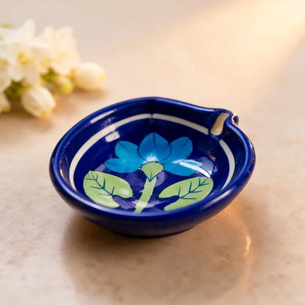 Blue_Pottery_Ceramic_Hand_Painted_Floral_Diya_Set_Of_6
