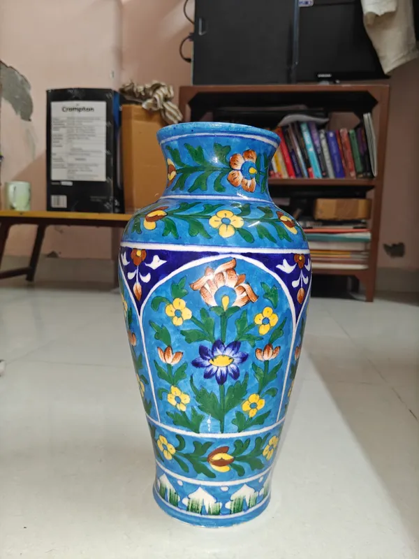 Blue_Pottery_Ceramic_Traditional_Multicolour_Floral_Border_Decorative_Vase