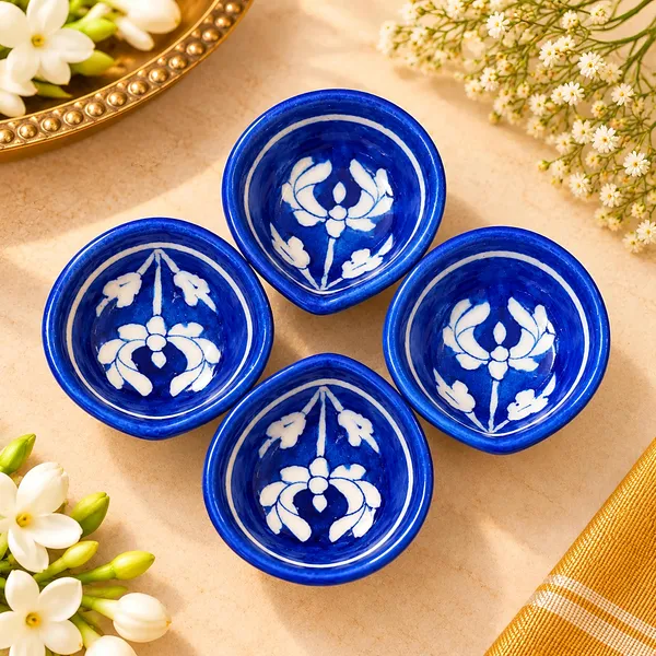 Blue_Pottery_Ceramic_Festive_White_Floral_Print_Diya_Set_Of_4
