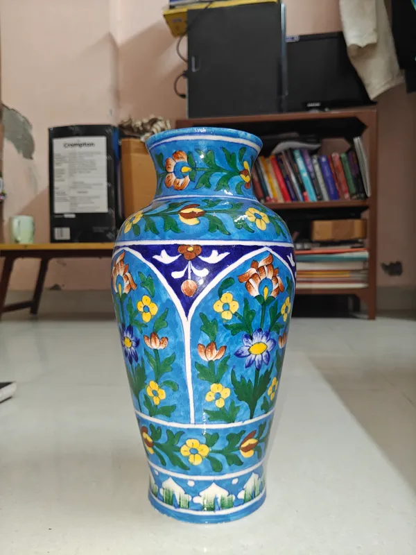 Blue_Pottery_Ceramic_Traditional_Multicolour_Floral_Border_Decorative_Vase