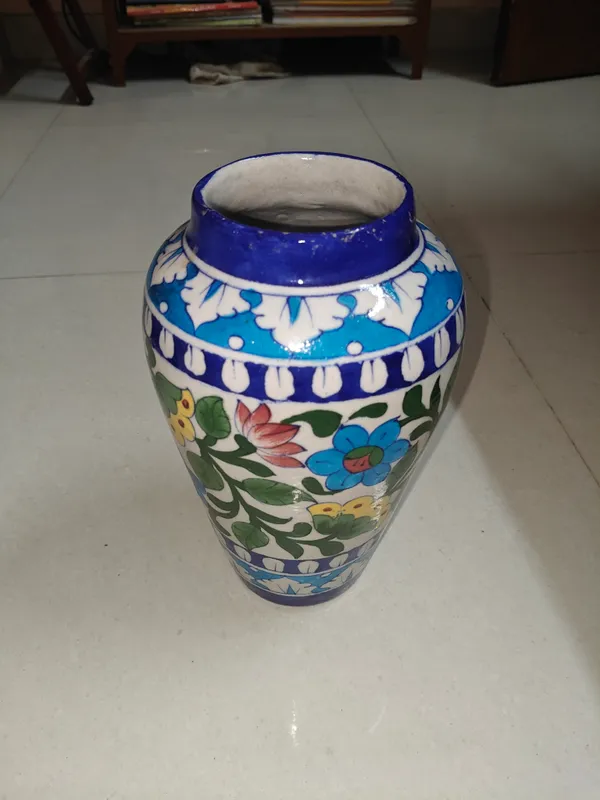 Blue_Pottery_Ceramic_Traditional_Multicolour_Floral_Band_Decorative_Vase
