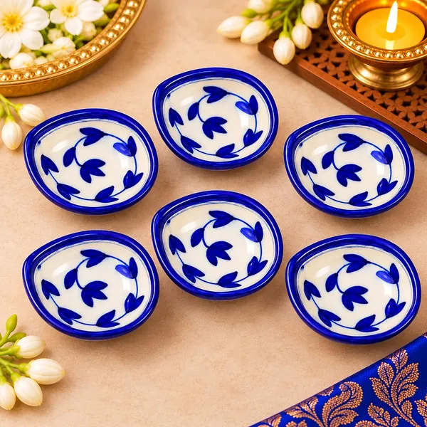 Blue_Pottery_Ceramic_Traditional_Floral_Diya_Set_Of_6