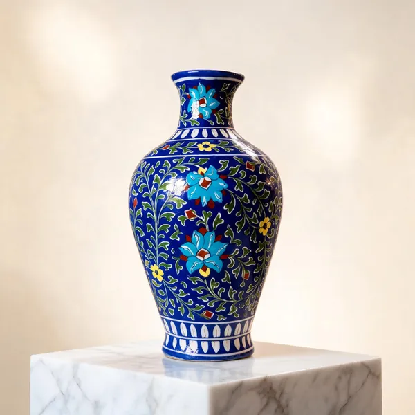 Blue_Pottery_Ceramic_Traditional_Floral_Decorative_Vase