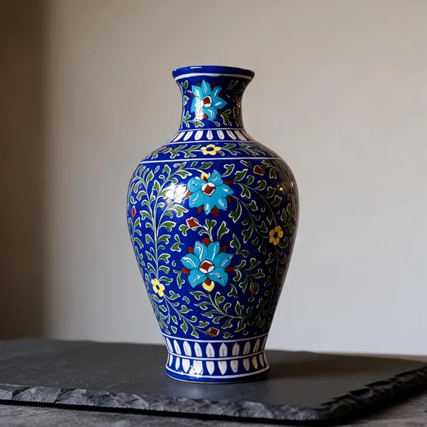Blue_Pottery_Ceramic_Traditional_Floral_Decorative_Vase