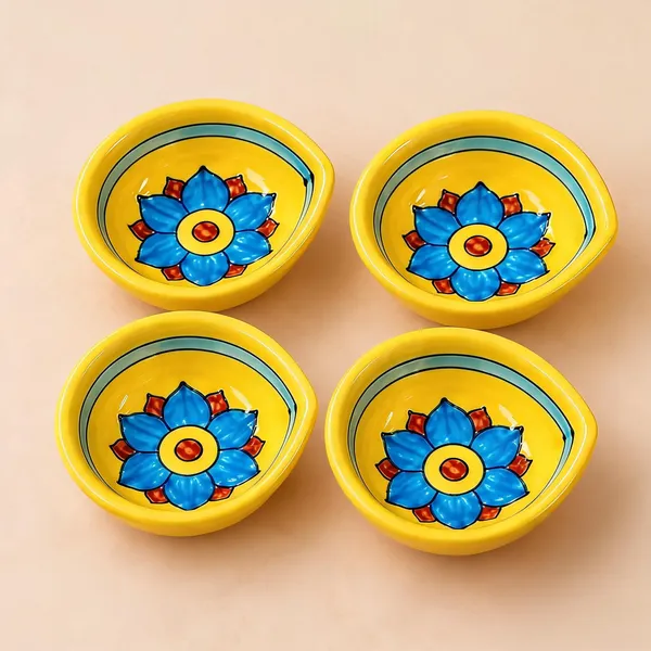 Blue_Pottery_Ceramic_Festive_Floral_Diya_Set_Of_4