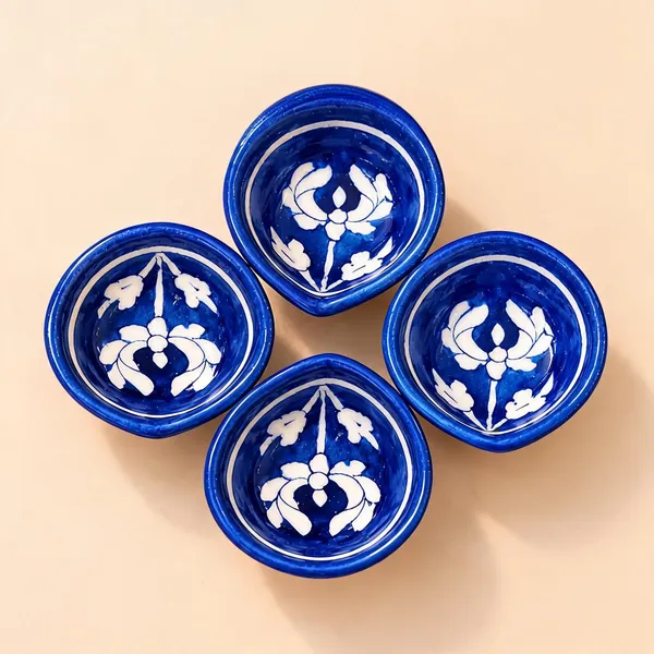Blue_Pottery_Ceramic_Festive_White_Floral_Print_Diya_Set_Of_4