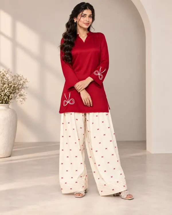 Maroon_Rayon_Silk_Straight_Farshi_Set_For_Women