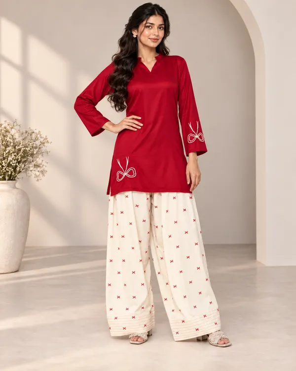 Maroon_Rayon_Silk_Straight_Farshi_Set_For_Women