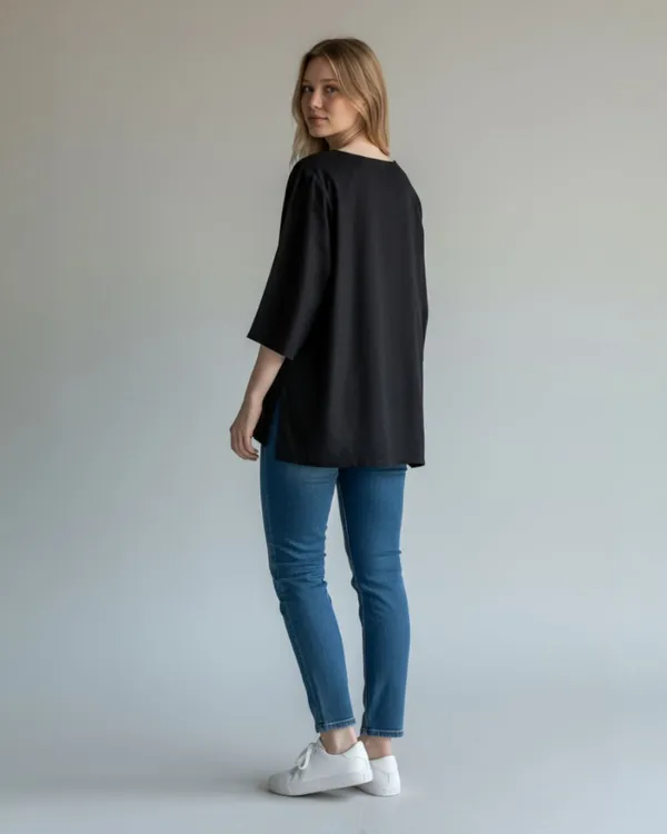 Black_Rayon_Straight_Embroidered_Short_Kurti_For_Women