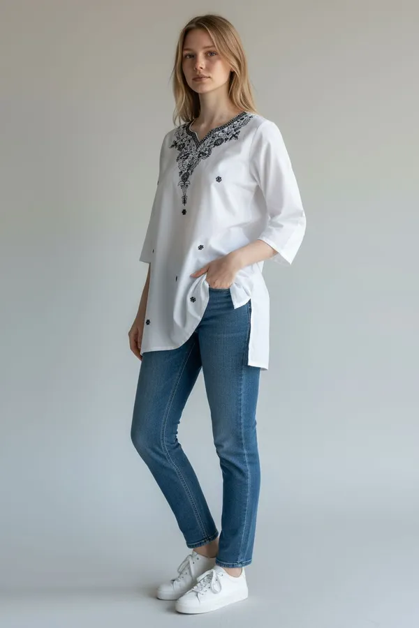 White_Rayon_Relaxed_Fit_Embroidered_Short_Kurti_For_Women