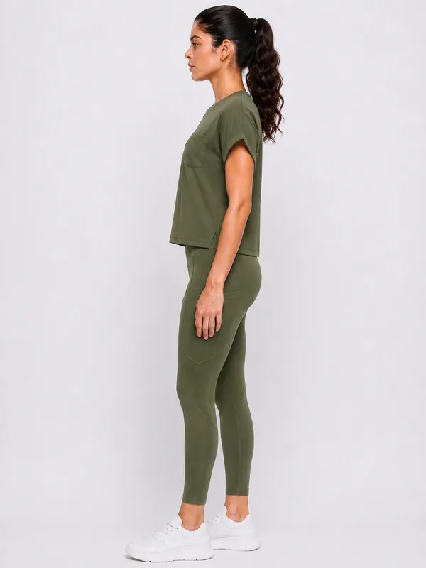 Wear_Jukebox_Just_Easy_Nylon-Spandex_Women_Gym_Wear_Set_Olive_Green