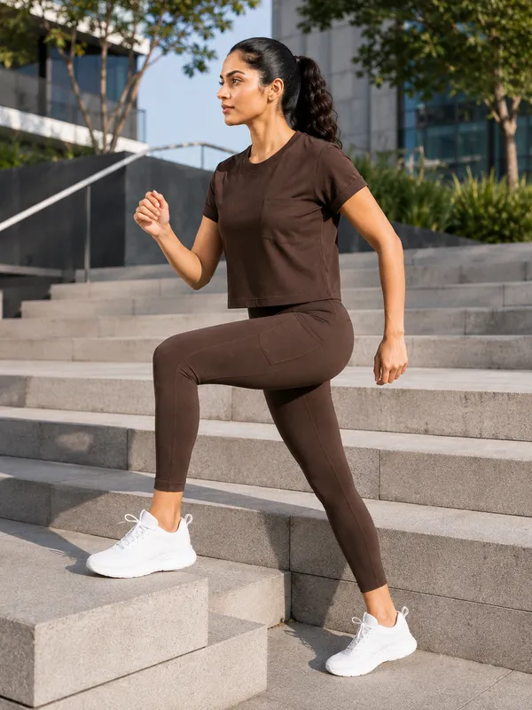 Wear_Jukebox_Just_Easy_Brown_Nylon-Spandex_Gym_Wear_Set
