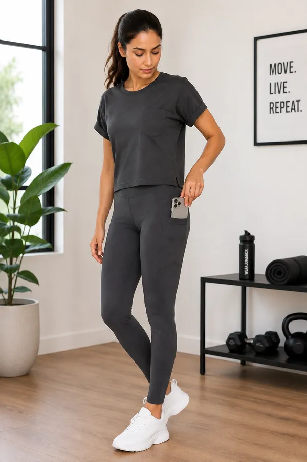 Wear_Jukebox_Just_Easy_Nylon-Spandex_Women_Gym_Wear_Set_Charcoal