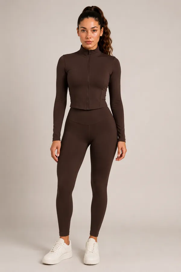 Wear_Jukebox_On_The_Move_Nylon-Spandex_Women_Gym_Wear_Set_Brown