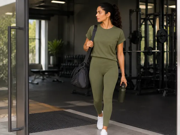 Wear_Jukebox_Just_Easy_Nylon-Spandex_Women_Gym_Wear_Set_Olive_Green