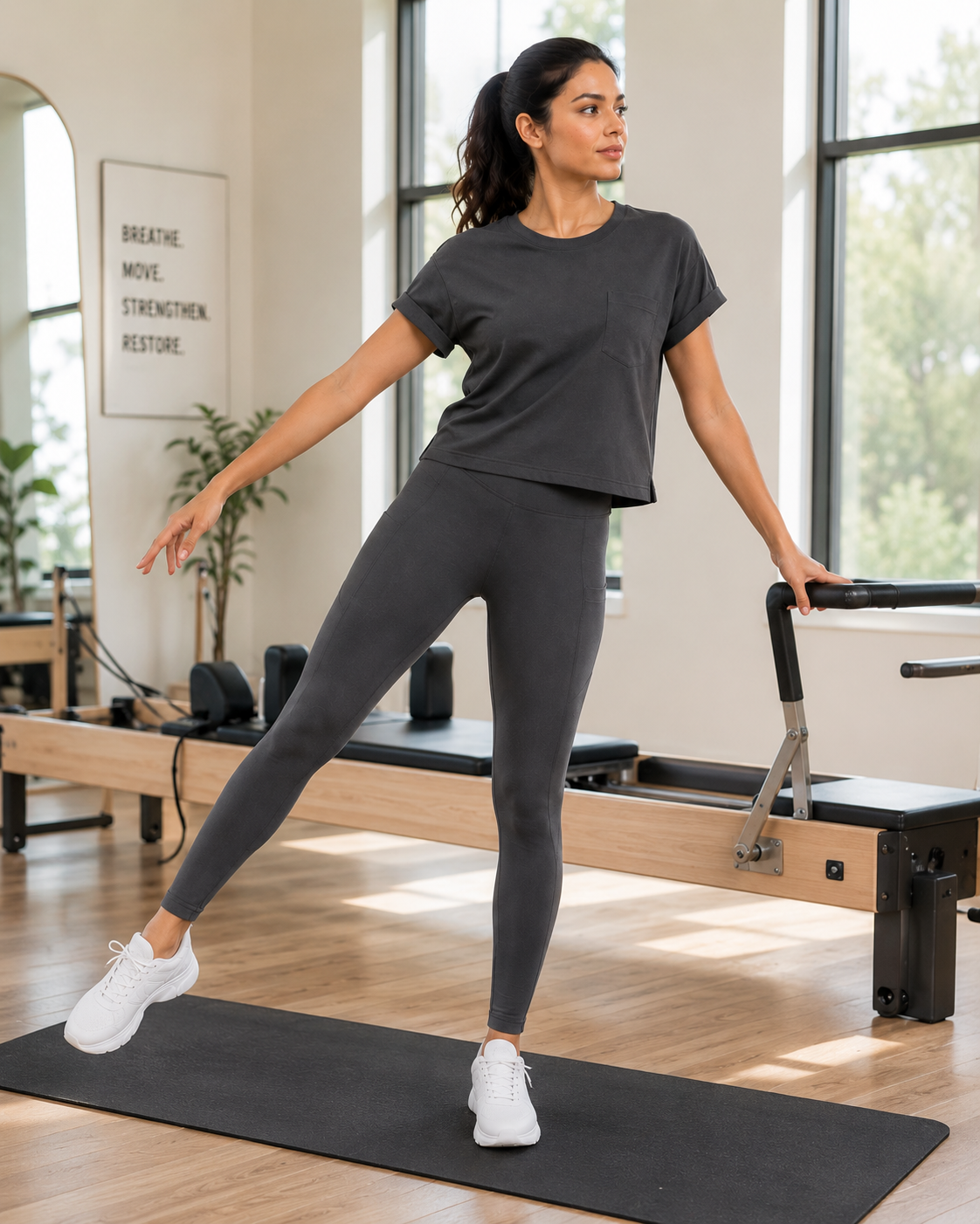 Wear_Jukebox_Just_Easy_Nylon-Spandex_Women_Gym_Wear_Set_Charcoal