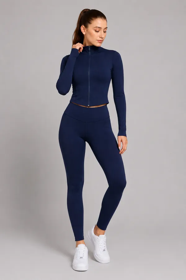 Wear_Jukebox_On_The_Move_Nylon-Spandex_Women_Gym_Wear_Set_Navy