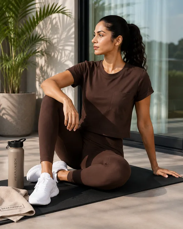 Wear_Jukebox_Just_Easy_Brown_Nylon-Spandex_Gym_Wear_Set