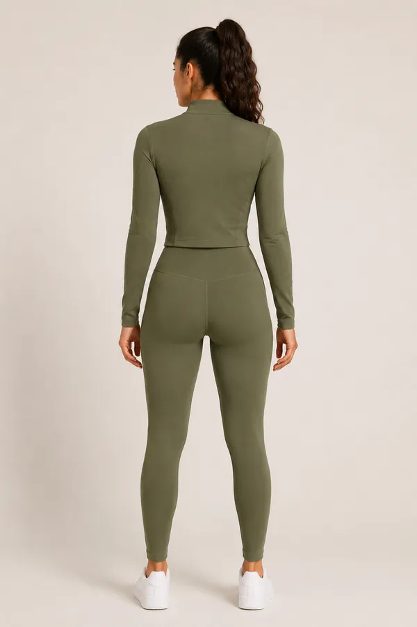 Wear_Jukebox_On_The_Move_Nylon-Spandex_Women_Gym_Wear_Set_Olive_Green
