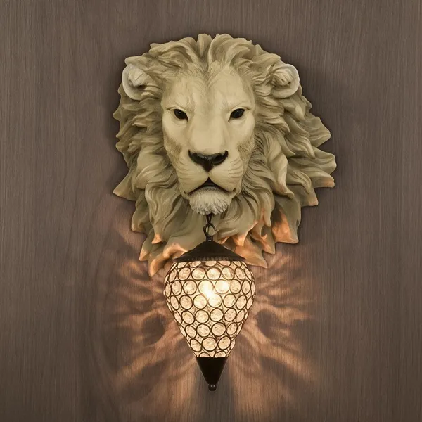 Golden_Resin_Lion_Head_Wall_Lamp_For_Home_Decor