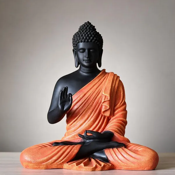 Orange_And_Black_Resin_Fibreglass_Buddha_Statue_For_Home_Decor