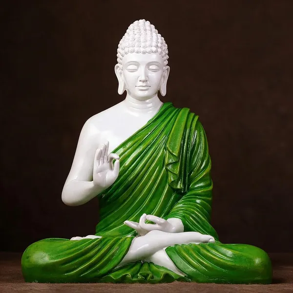 Green_And_White_Resin_Resin_Fiber_Buddha_Statue_For_Home_Decor