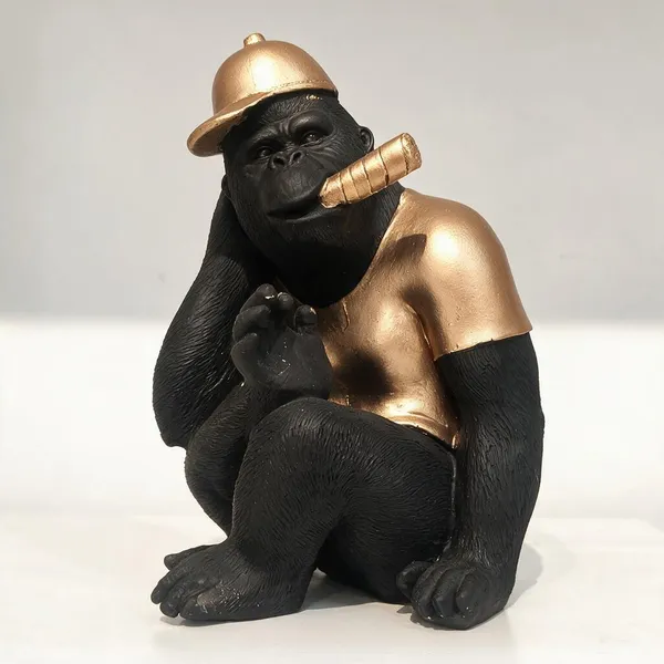 Gold_And_Black_Resin_Resin_Gorilla_Figurine_For_Home_Decor