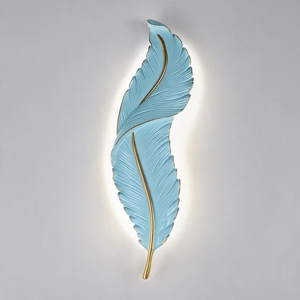 Blue_Resin_Leaf_Feather_Wall_Sconce_For_Home_Decor