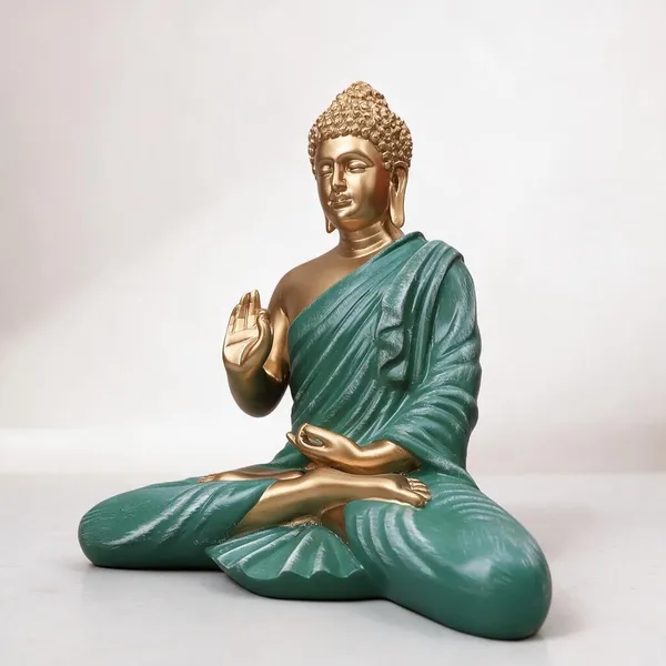 Green_And_Gold_Resin_Resin_Buddha_Statue_For_Home_Decor