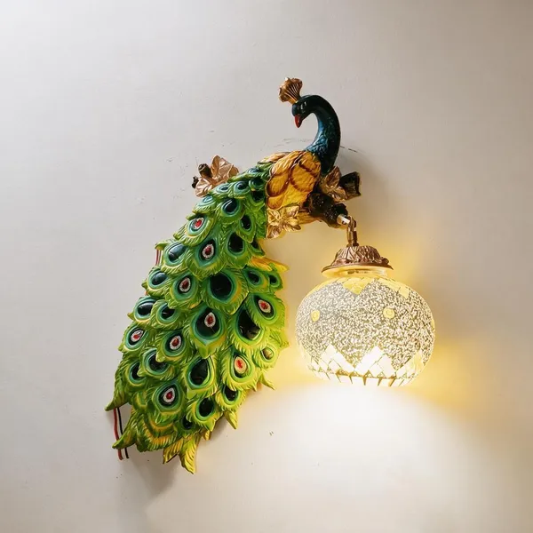 Multicolor_Resin_Resin_Peacock_Wall_Lamp_For_Home_Decor
