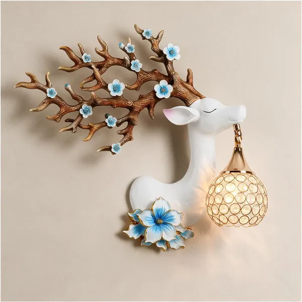 White_Resin_Deer_Head_Wall_Lamp_For_Home_Decor